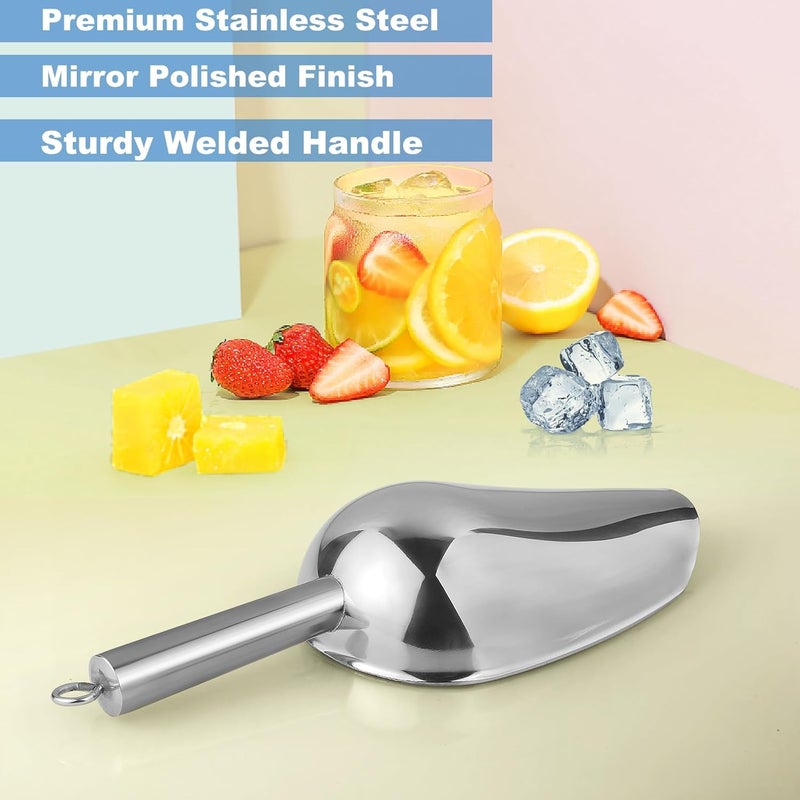 LifHap Ice Scoop,8 oz Metal Ice Scoop for Freezer,Stainless Steel Scooper for Ice Machine,Ice Bucket,Bar,Kitchen,Parties,Food Scoop for Popcorn,Flour,Candy,Pet Food - Image 4